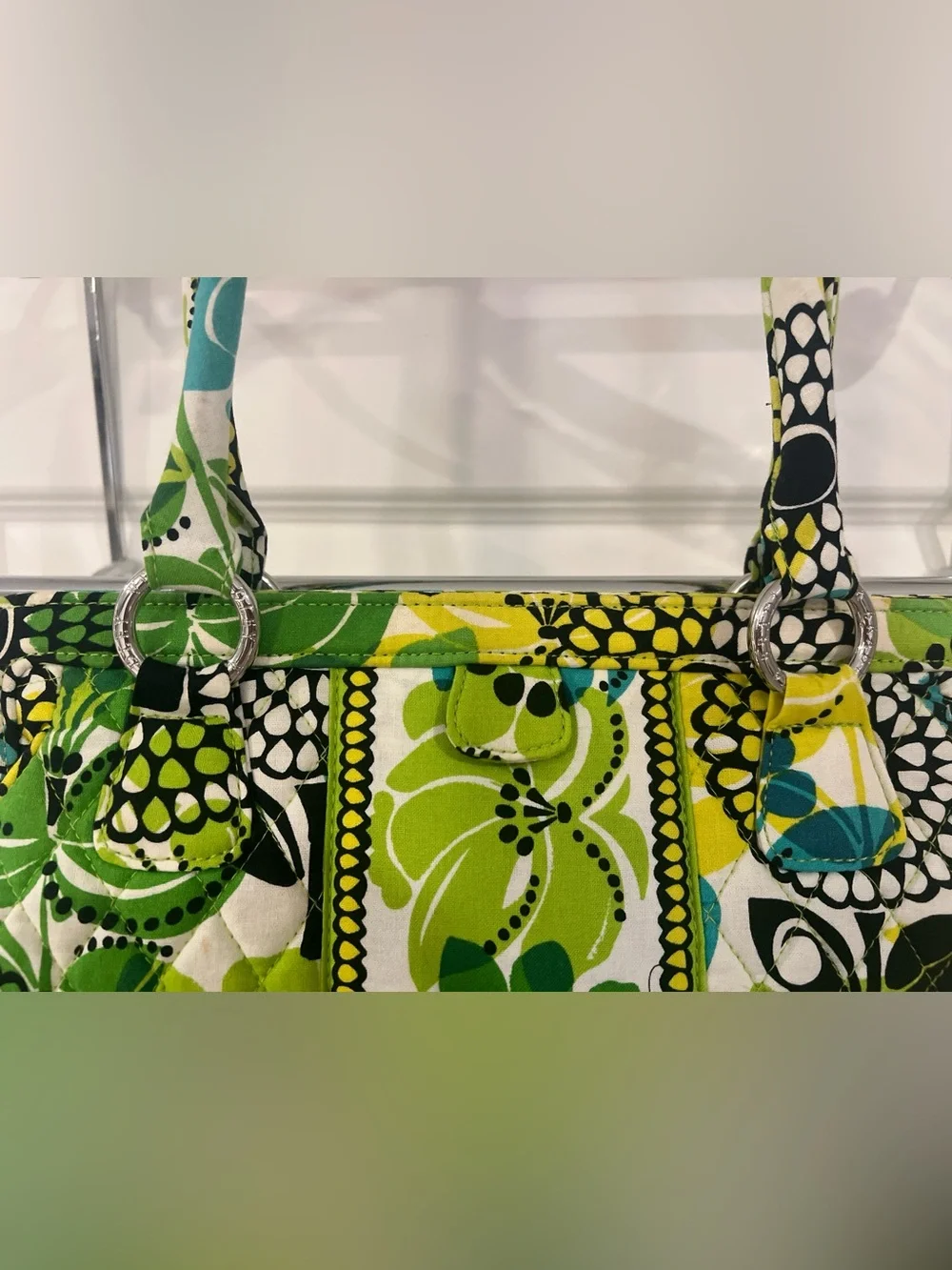 Vera Bradley Green, Yellow and Teal Quilted Floral Tote